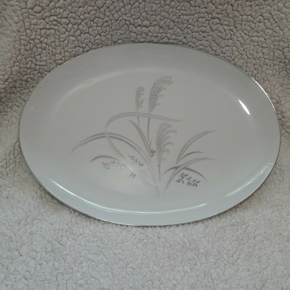 Wentworth China Silver Wheat 14” Oval Platter VTG